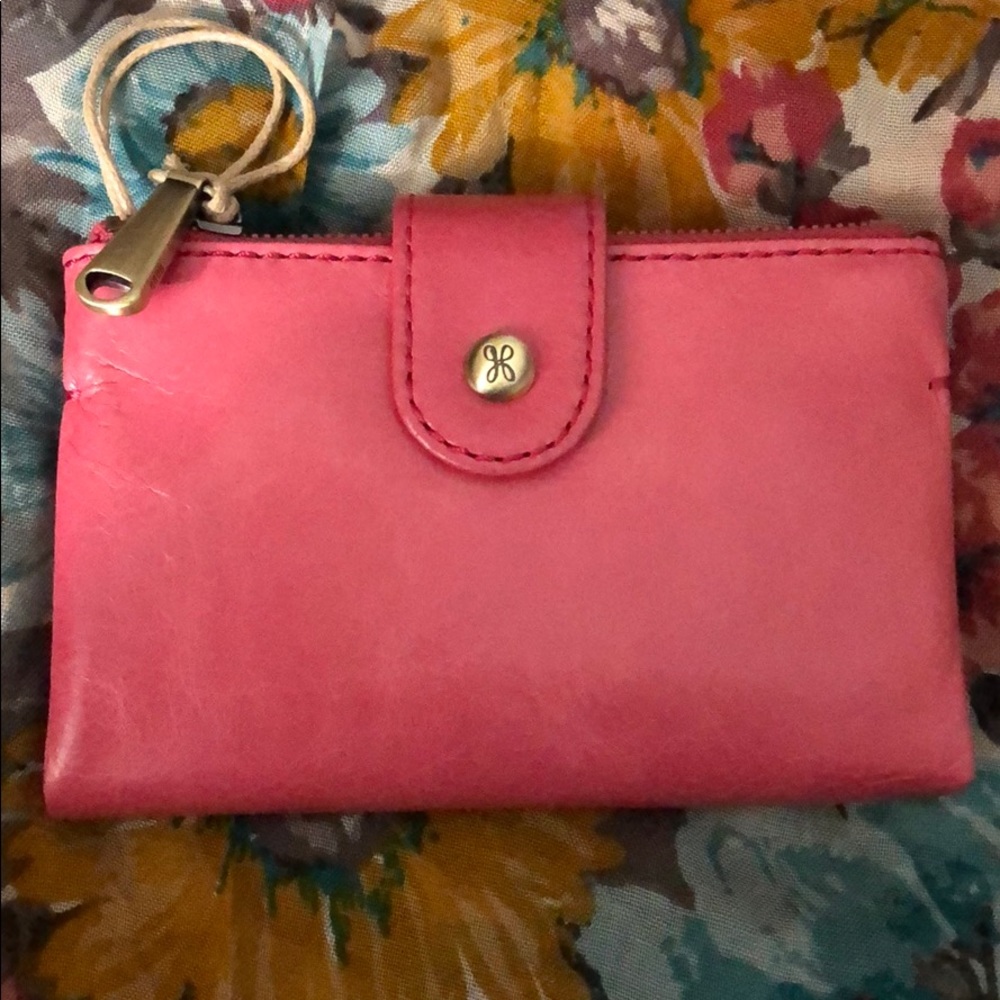 HOBO Pink Leather Snap Wallet